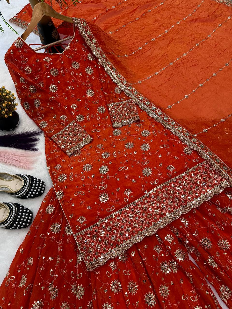 Neo-Classic Burnt Orange Couture